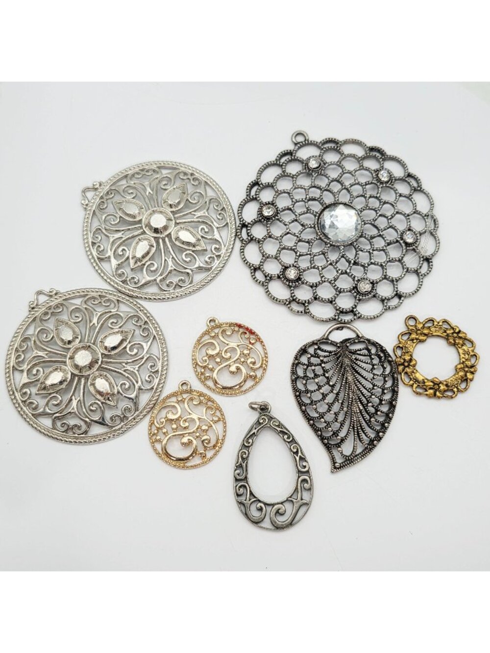 Assorted Filigree Metal Pendants & Charms Jewelry Making Mixed Colors & Designs